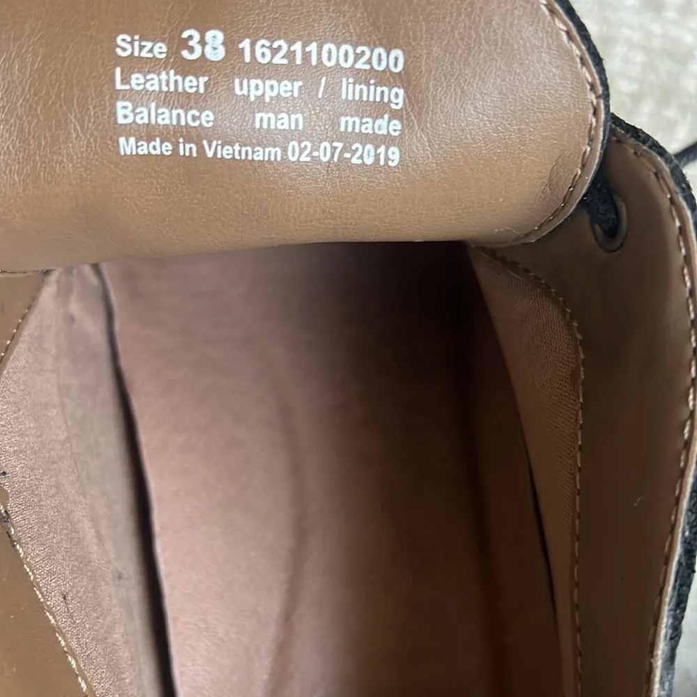 Dansko Cadee Lace Up Wedge Bootie Black Leather Women size 38 US 7.5-8